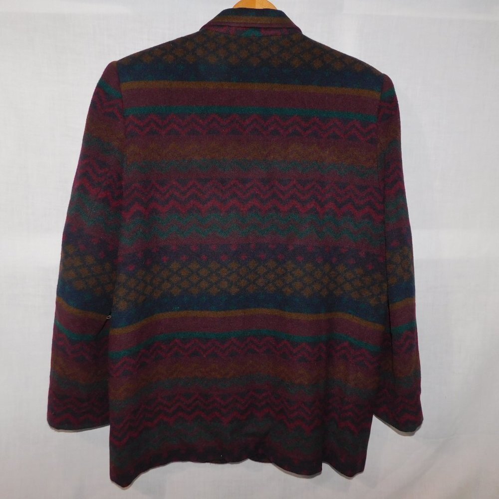 VTG 90s Navajo Southwestern Print Oversized Wool Blend Blazer Two Roads Women 11 - Picture 8 of 15